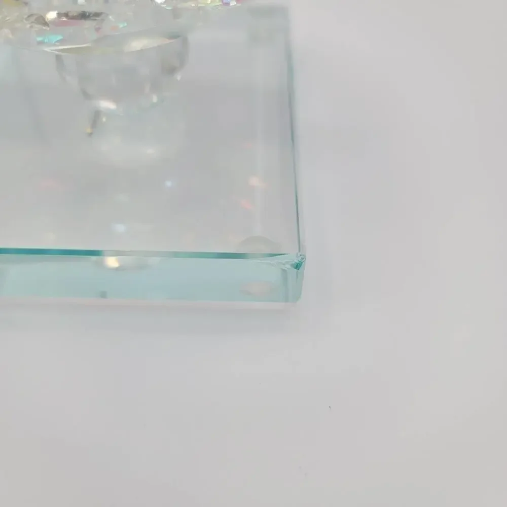 Lotus Statuette Bookend Clear Glass Bright Shiny Flower